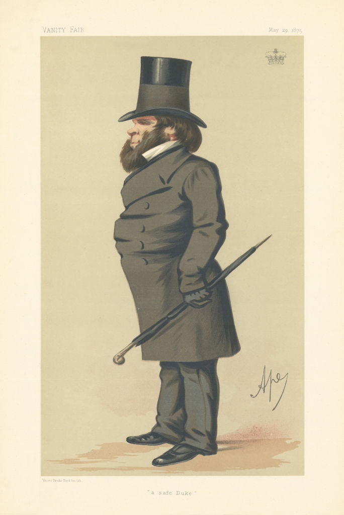 VANITY FAIR SPY CARTOON 3rd Duke of Buckingham & Chandos 'a safe Duke'. Ape 1875
